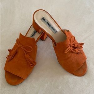 KARL LARGERFELD Orange Suede Mules